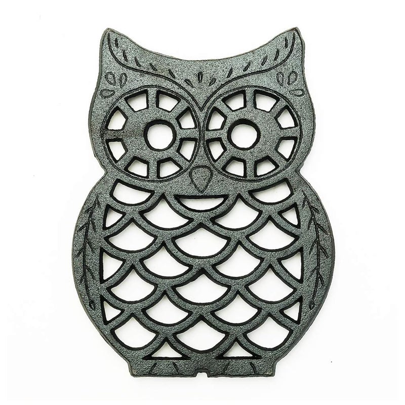 Sungmor Decorative Cast Iron Owl Trivet  HeatResistant VintageStyle Hot Plate for Kitchen Counter or Table  Heavy Duty Metal Trivet with Rubber Feet  Black Rustic Finish