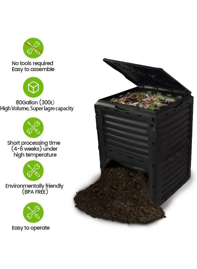 EJWOX Hussar Garden Compost Bin From Bpa Free Material, 80 Gallon300 L, Easy Assembling, Large Capacity, Fast Creation Of Fertile Soil  - Image 2