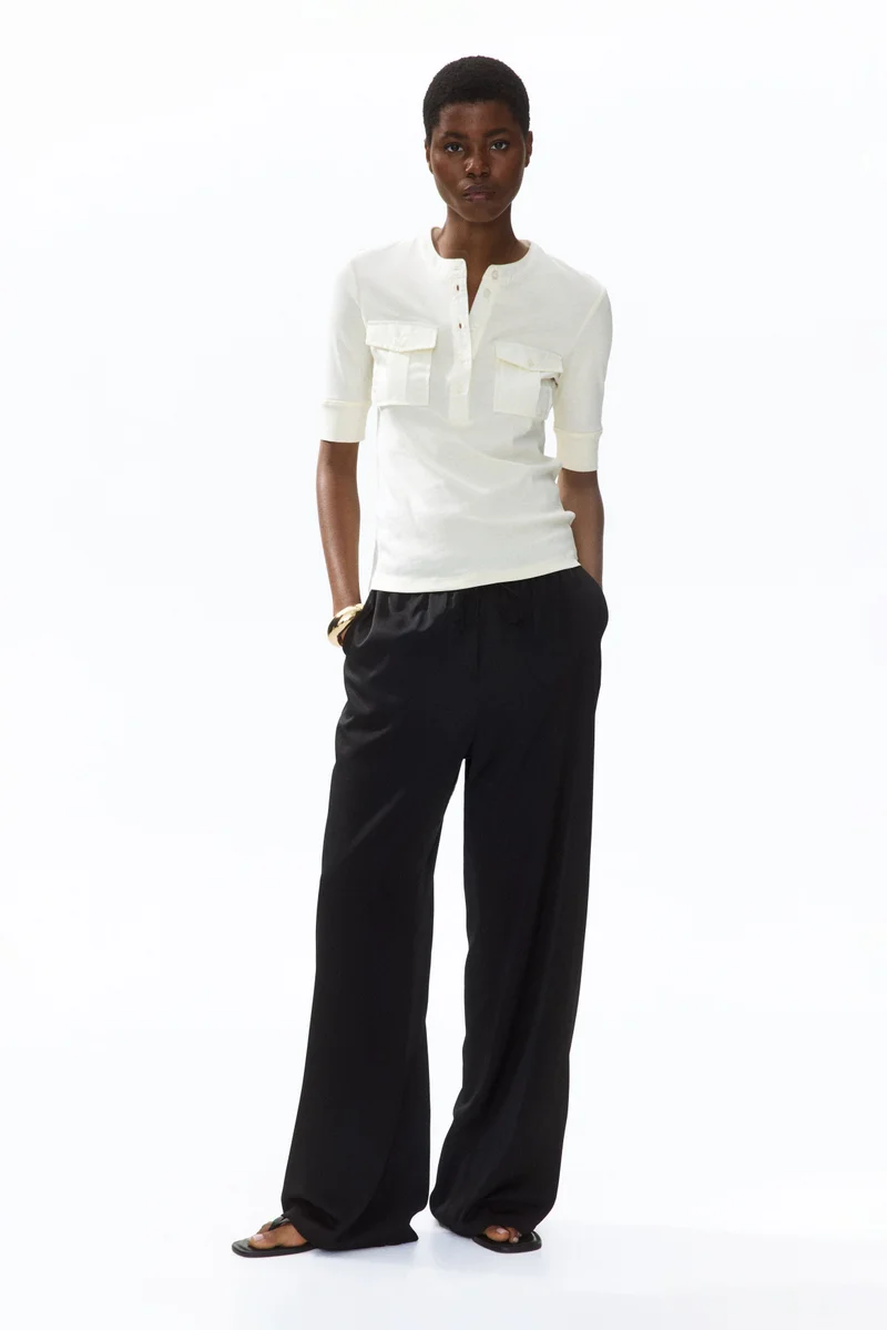 Wide drawstring trousers