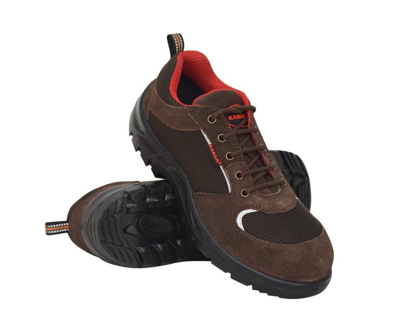 KARAM Industrial Safety Shoe for Men | Safety Shoes with Steel Toe Cap & Single Density PU Sole | Antistatic, Antislip, Oil & Heat Resistance | Brown | Size-09 | FS114BR(SWSAMN)-09 - Image 3