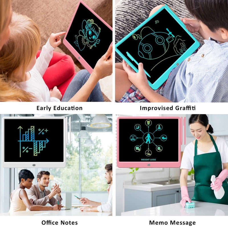 FLUESTON LCD Writing Tablet, Doodle Board Toys Gifts for 3-8 Year Old Girls Boys, 15 Inch Colorful Electronic Board Drawing Pad for Kids, Christmas Gifts for Toddler Educational Learning Travel, Pink - Image 4