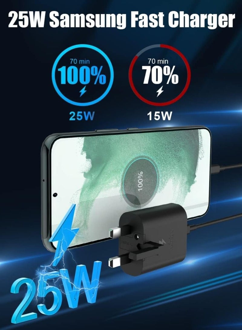 compatible 25W PD Fast Charger Adapter, USB C Plug and Cable for Samsung Galaxy S21, S21 FE, S21 Ultra, S22, S23, S23+, S20, Z Flip 4, Z Fold 4, A13, A33, A53 - Image 3