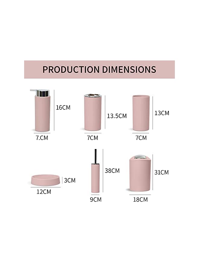 راكسوم مجموعة إكسسوارات مكونة من 6 قطع تتضمن موزع صابون، وحامل فرشاة أسنان، وكوب، وطبق صابون لسطح الطاولة المزخرف وهدية الترحيب بالمنزل الجديد. (لون القرنفل) - Image 2