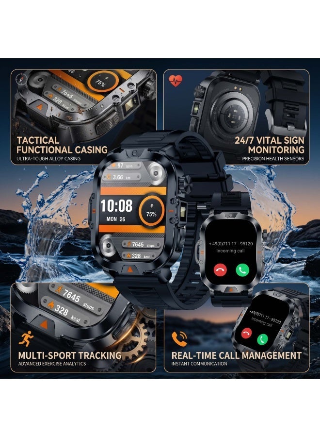AirYoung Men's Women's Smart Watch with LED, 2.01 Inch HD IPS Smartwatch, 100+ Sports Fashion Smart Watch, IP68 Waterproof Phone Watch, with Bluetooth Call, Sleep Monitor, for iOS/Android - Image 2