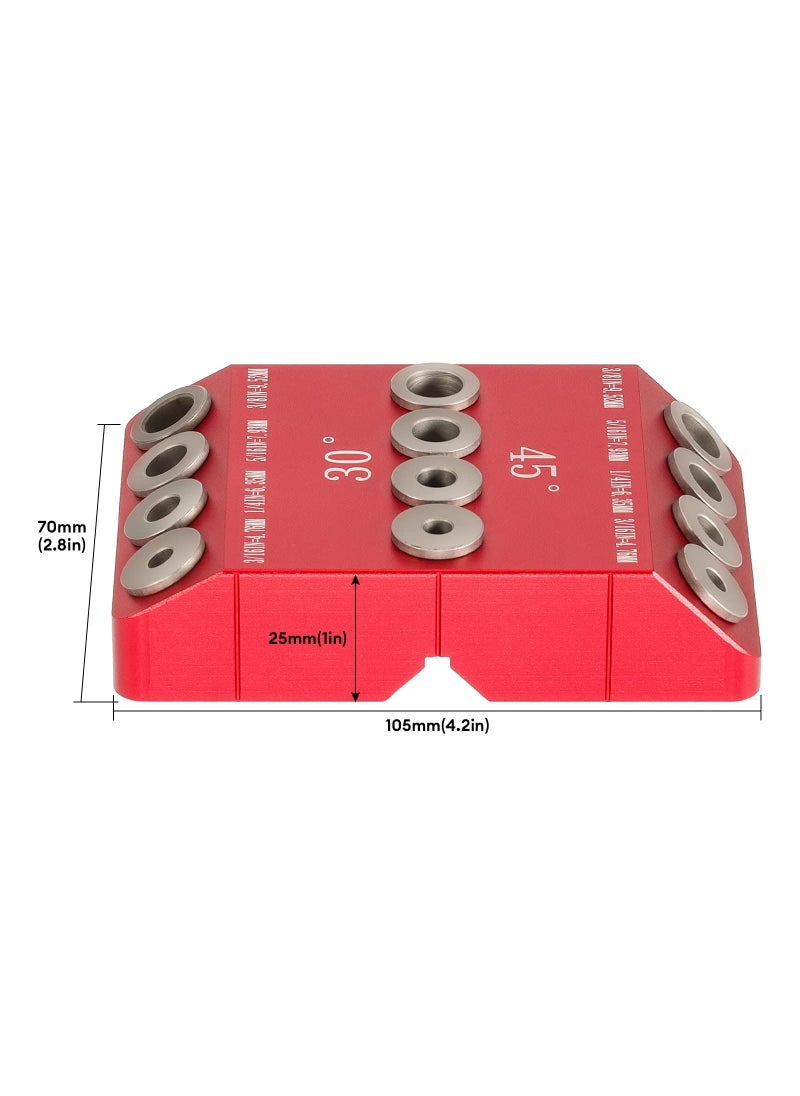 SLIIMU SLIIMU 30 45 90 Degree Angle 4 Sizes Drill Hole Guide Jig for Angled and Straight Hole, Portable Deck Cable Railing Lag Screw Drilling Template Block For Horizontal Cable Wood Post,Stair Wire Handrail  - Image 2