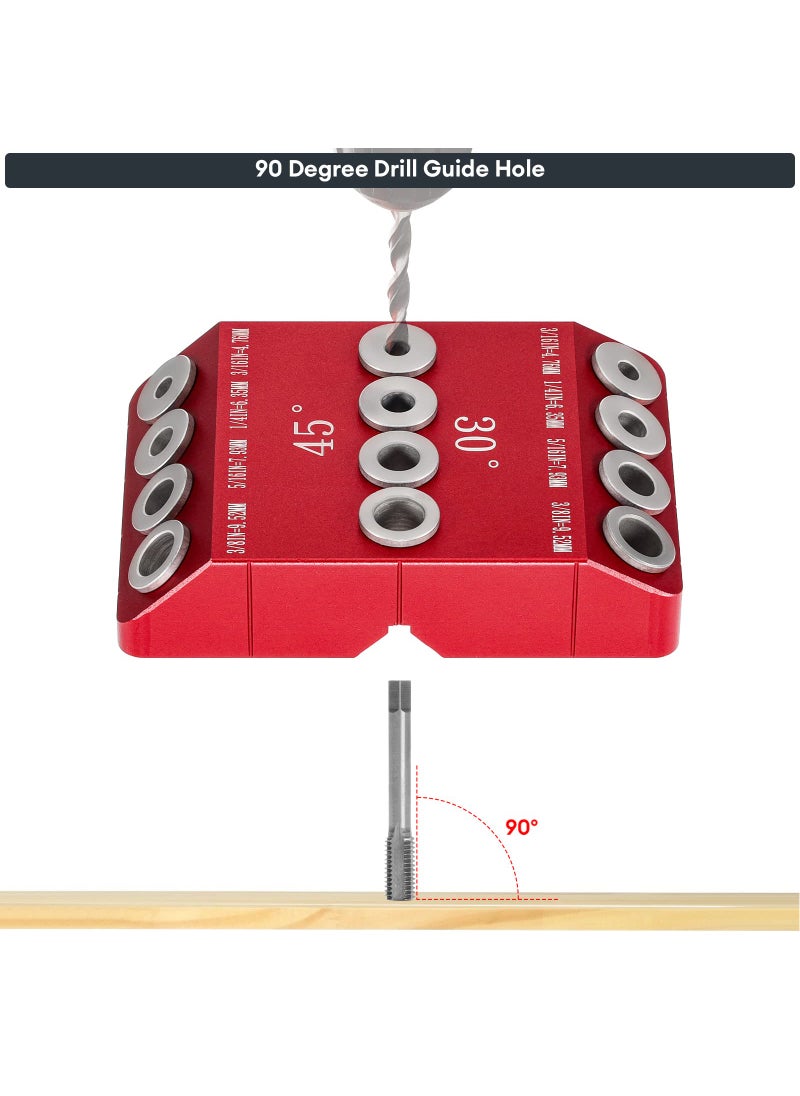 SLIIMU SLIIMU 30 45 90 Degree Angle 4 Sizes Drill Hole Guide Jig for Angled and Straight Hole, Portable Deck Cable Railing Lag Screw Drilling Template Block For Horizontal Cable Wood Post,Stair Wire Handrail  - Image 4