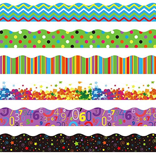 Containlol Classroom Borders for Bulletin Board, 118 Ft Geometric Scalloped Trim Rainbow Bulletin Board Boarders for Home Office Classroom Wall Chalkboard Decoration - Image 1