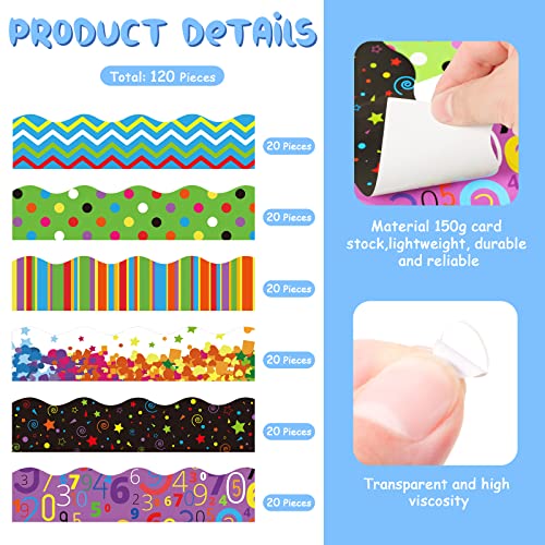 Containlol Classroom Borders for Bulletin Board, 118 Ft Geometric Scalloped Trim Rainbow Bulletin Board Boarders for Home Office Classroom Wall Chalkboard Decoration - Image 2