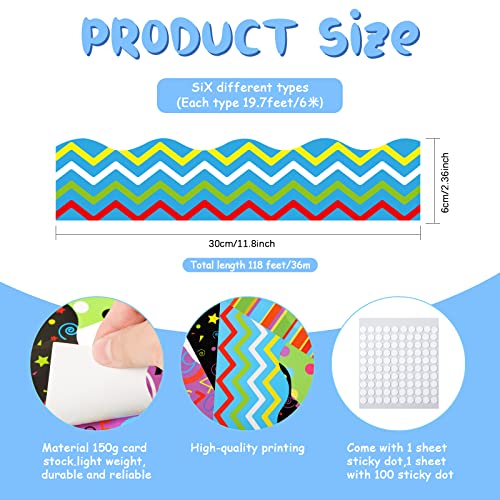 Containlol Classroom Borders for Bulletin Board, 118 Ft Geometric Scalloped Trim Rainbow Bulletin Board Boarders for Home Office Classroom Wall Chalkboard Decoration - Image 3