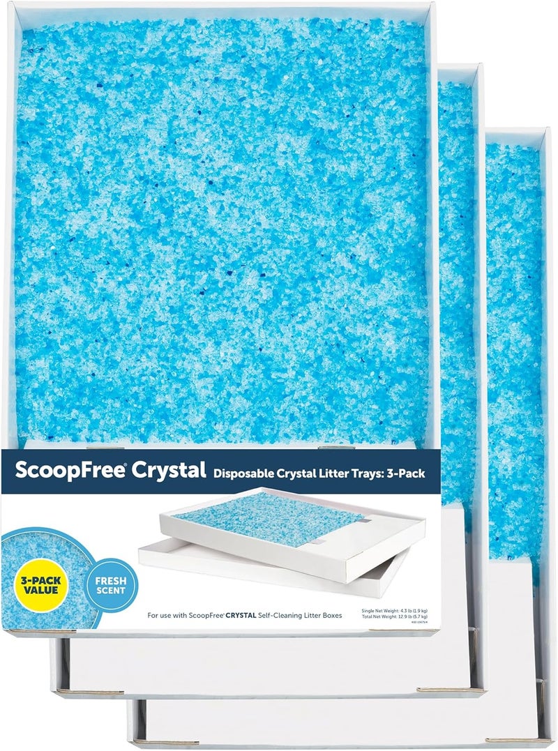PetSafe ScoopFree Crystal Litter Tray Refills - Premium Blue Crystals, 3-Pack with Leak Protection and Low Tracking - Image 1