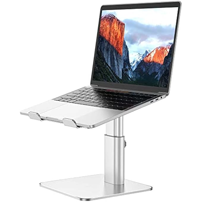 rayihni LSX6N LAPTOP STAND, ERGONOMIC ADJUSTABLE NOTEBOOK STAND, RISER HOLDER COMPUTER STAND COMPATIBLE WITH AIR, PRO, DELL, HP, LENOVO MORE 10-15.6" LAPTOPS, SILVER - Image 1