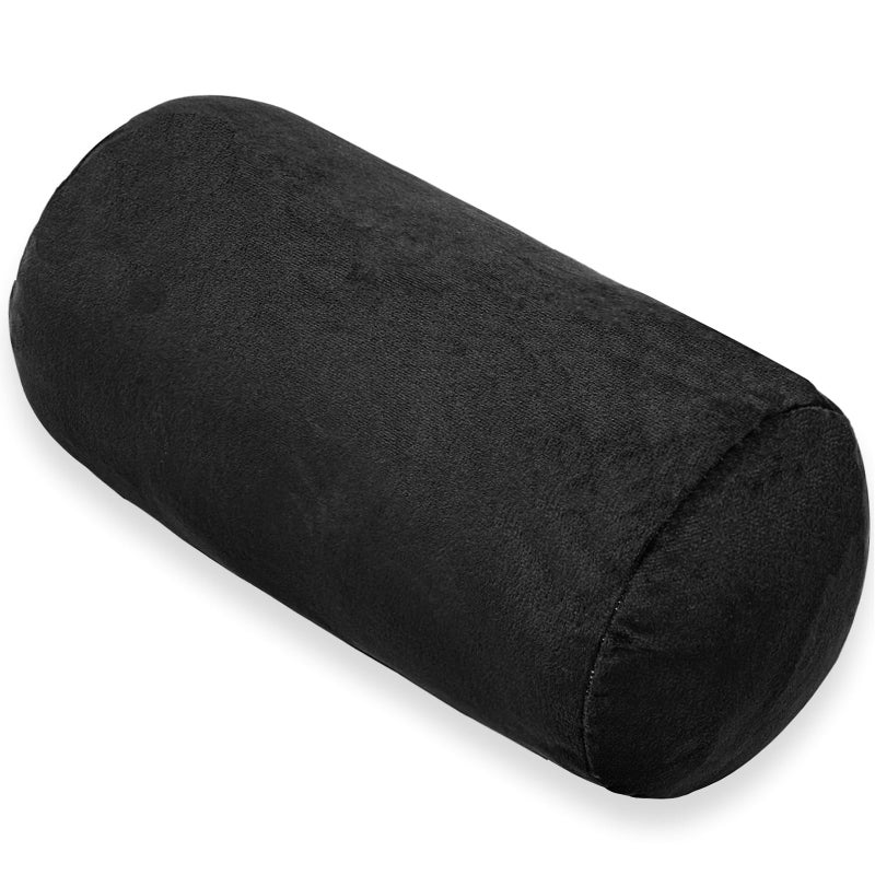 1 MIDDLE ONE Round Cylinder Bolster Pillow with Removable Velvet Cover, Tube Roll Cervical Pillow for Head, Neck, Back and Legs Support, 13" x 6", Black