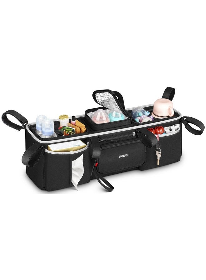 YOREPEK Heavy Duty Double Stroller Organizer for Bob Duallie, Baby Jogger City Mini GT2 and Jeep,Stroller Caddy with Detachable Cooler Bag and Handbag,Stroller Storage Attachment for Baby Accessories - Image 1