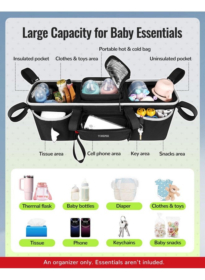 YOREPEK Heavy Duty Double Stroller Organizer for Bob Duallie, Baby Jogger City Mini GT2 and Jeep,Stroller Caddy with Detachable Cooler Bag and Handbag,Stroller Storage Attachment for Baby Accessories - Image 5