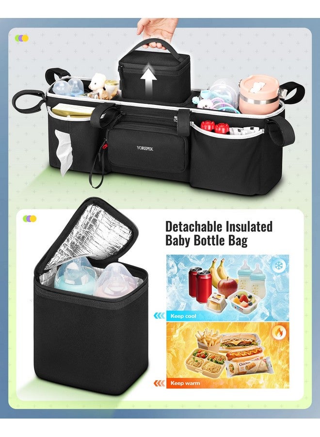 YOREPEK Heavy Duty Double Stroller Organizer for Bob Duallie, Baby Jogger City Mini GT2 and Jeep,Stroller Caddy with Detachable Cooler Bag and Handbag,Stroller Storage Attachment for Baby Accessories - Image 4