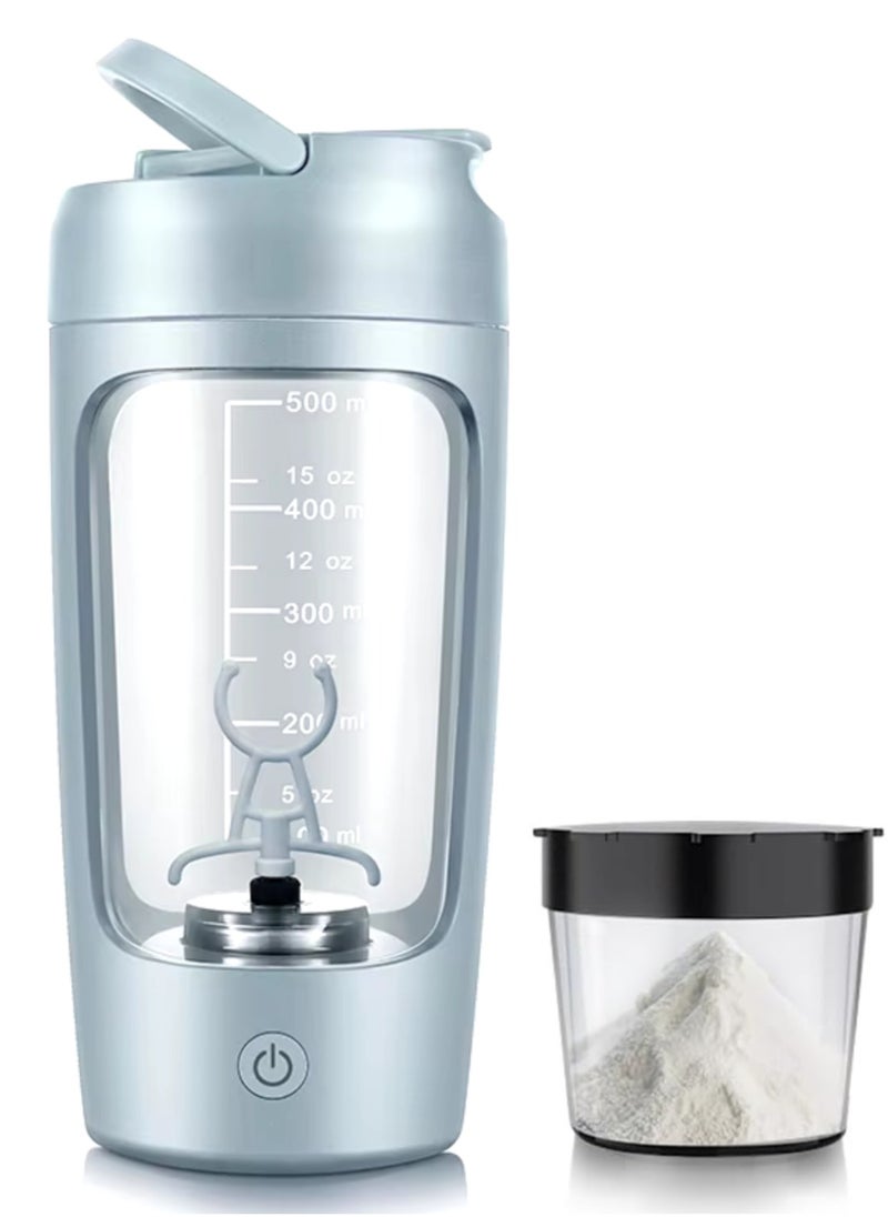 Prime by javaudan Electric Protein Shaker Bottle with protein powder storage container for Protein, Shakes-pre workout gym Bottle, USB Rechargeable, Waterproof and BPA Free (650ml)  - Image 1