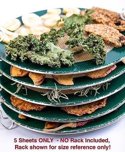 Bright Kitchen 5 Dehydrating Sheets Compatible With Ninja Foodi Dehydrator - 8" Circle Non Stick Drying Herbs Chips Fruit Leather Jerky Food Liner Mats Pressure Cooker - Image 3
