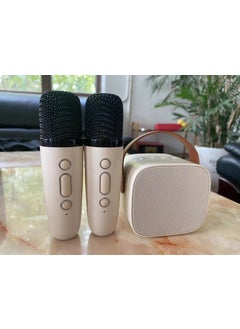 Portable Mini Bluetooth Speaker with Dual Mic Beige White