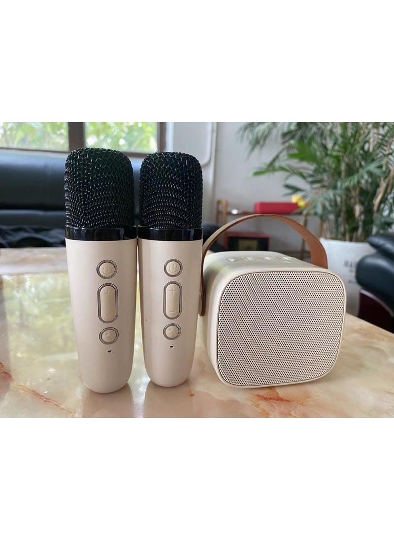 Generic - Portable Mini Bluetooth Speaker with Dual Mic Beige White - Image 1