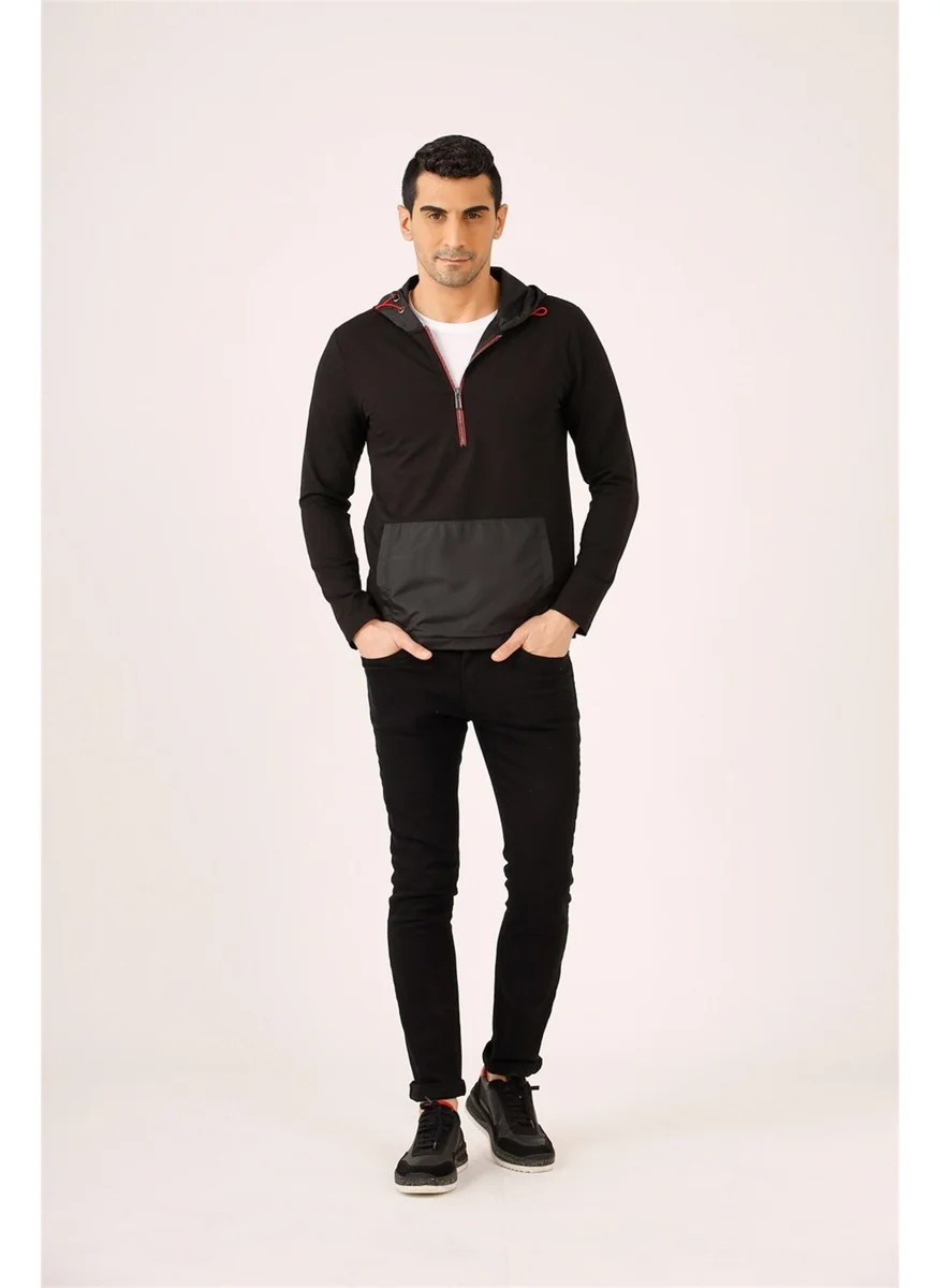 دوفي Black Men's Slim Fit Hooded Sweatshirt