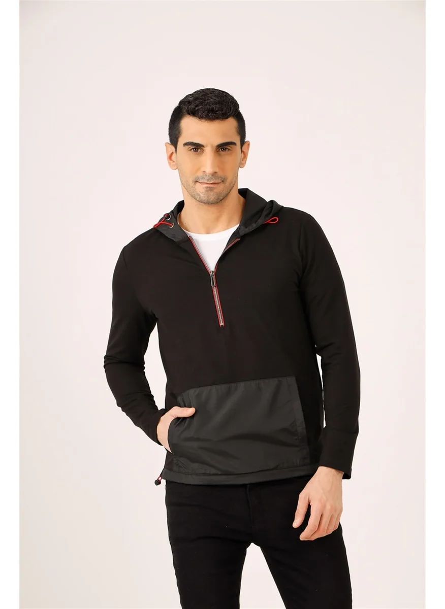 دوفي Black Men's Slim Fit Hooded Sweatshirt