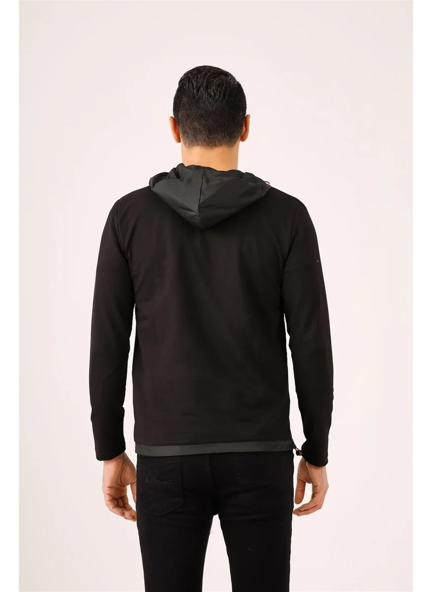 دوفي Black Men's Slim Fit Hooded Sweatshirt