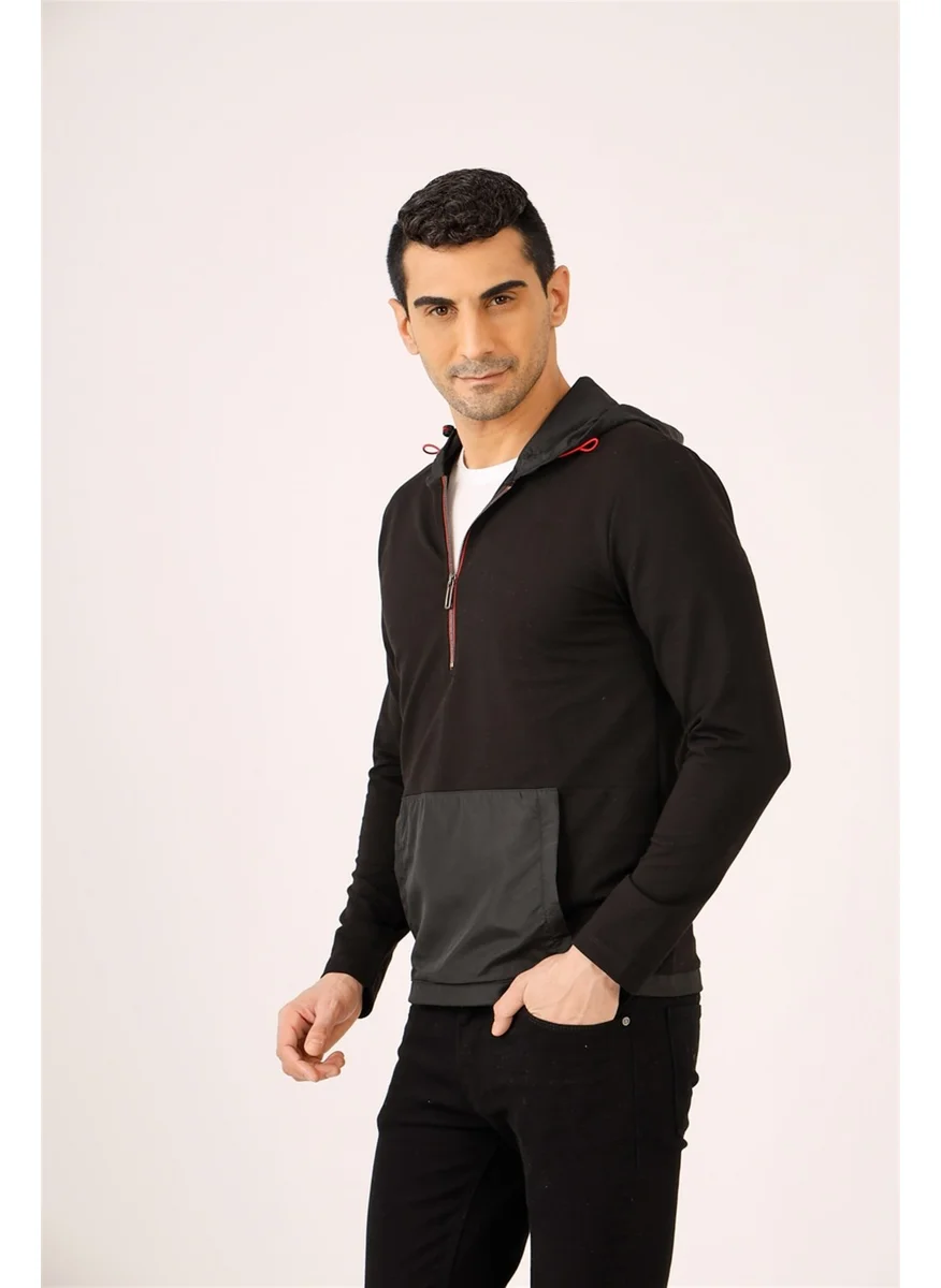 دوفي Black Men's Slim Fit Hooded Sweatshirt