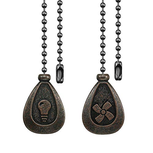 Dotlite Bronze Ceiling Fan Pull Chain Set, Decorative Pull Chain Pendant Extension, 12 Inches Lighting & Fan Beaded Ball Fan Pull Chain Extender with Connector (2 Pack) - Image 1
