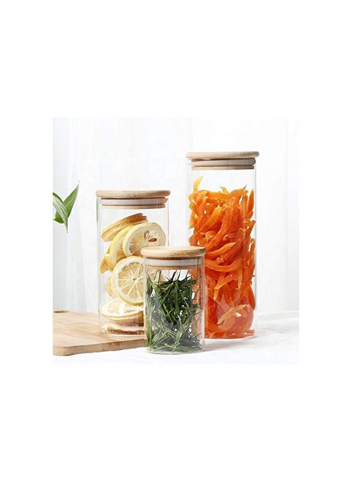 BLACKSTONE Set of 2 Pcs Premium Borosilicate Glass Canister with Airtight Wooden Lids (1500ML) - Image 3