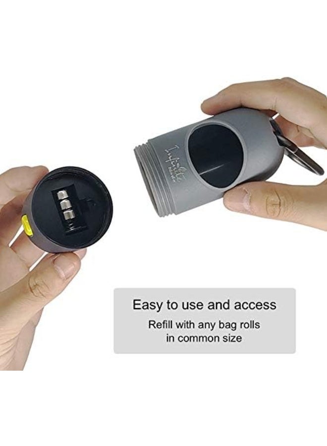 Dog Poop Bag Dispenser With Built In LED Flashlight And Metal Clip Pet Waste Bag Holder For Leash Black - Image 2