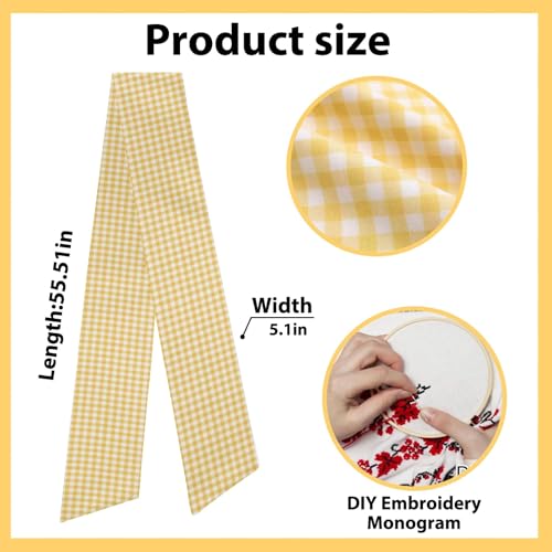 chmacura Fall Thanksgiving Wreath Sash for Front Door, Yellow Buffalo Plaid Burlap Sash Accessories for Wreath Wedding Birthday Christmas Decorations - Image 2