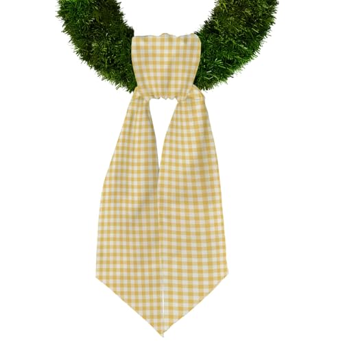 chmacura Fall Thanksgiving Wreath Sash for Front Door, Yellow Buffalo Plaid Burlap Sash Accessories for Wreath Wedding Birthday Christmas Decorations - Image 5