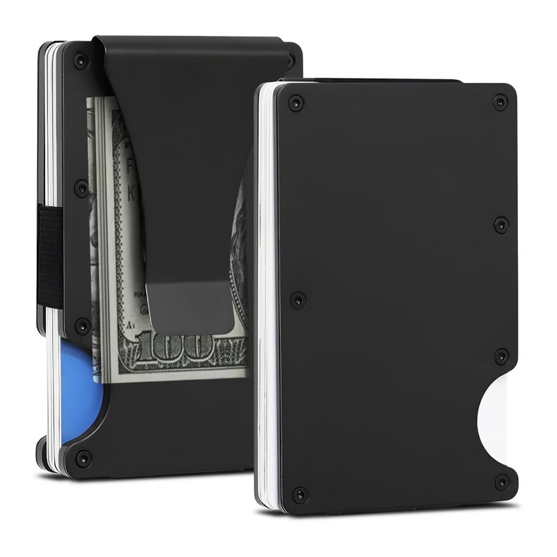 RFID Aluminum Alloy Card Holder Anti-Skimming Multi-function Men's Metal Card Case - Image 1
