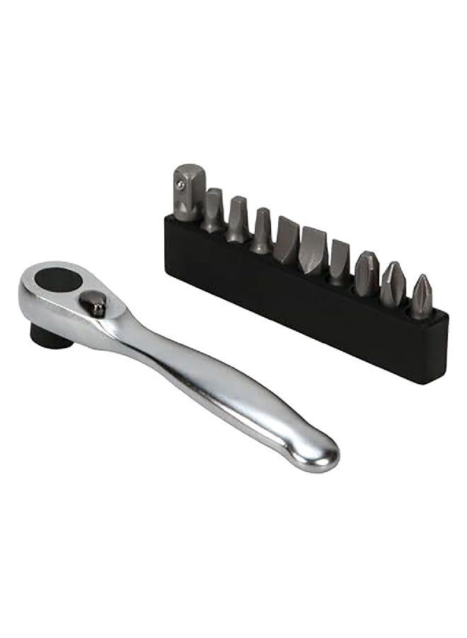 ACE Mini Ratchet with Bits Silver and Black 1/4 Inch W475
