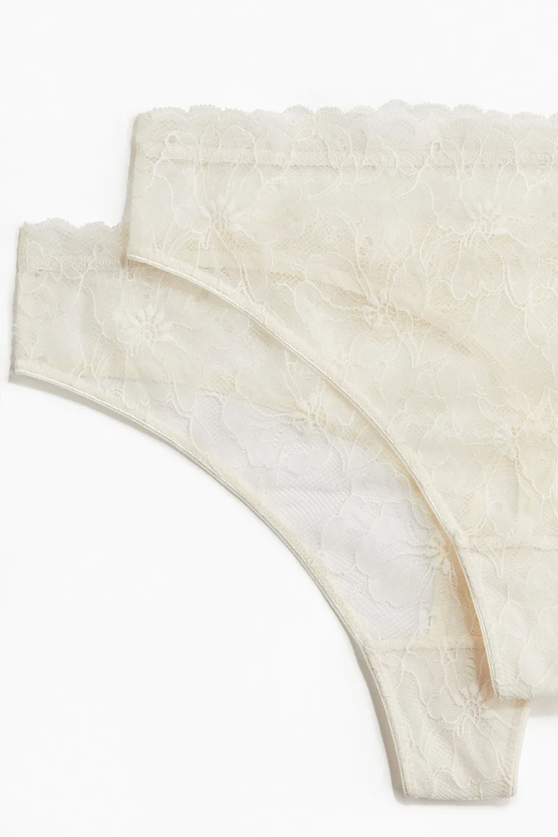 اتش اند ام قطعتان من سراويل ثونغ دانتيل