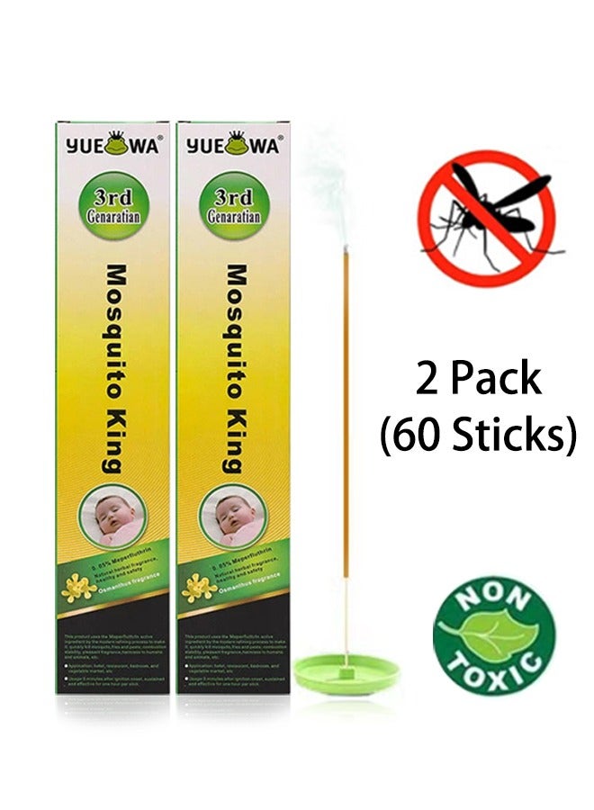 يوويوا (2 عبوة) طارد للبعوض 60 قطعة أعواد بخور غير سامة للبعوض (2 عبوة) طارد للبعوض عضوي طبيعي لحاجز البعوض للفناء الخلفي والحفلات  - Image 1