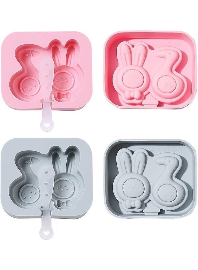 zoba Ice cream molds - Silicone molds in rabbit and duck shapes with sticks - Perfect for making ice cream, cakes, and cheesecakes at home - Multicolored - Two pieces - Image 3