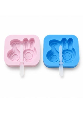 Ice cream molds - Silicone molds in rabbit and duck shapes with sticks - Perfect for making ice cream, cakes, and cheesecakes at home - Multicolored - Two pieces