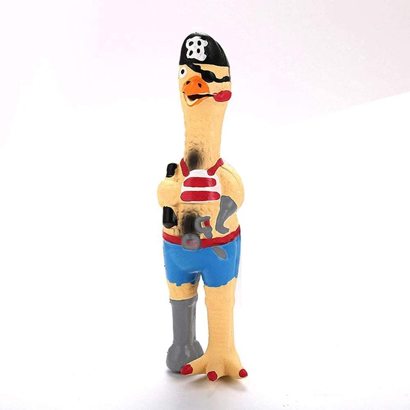 DAJOOEE jooee Screaming Rubber Chicken Dog Squeaky Toy 85 Inch Tall Latex Chew Molar Dog Toy Pirate - Image 2