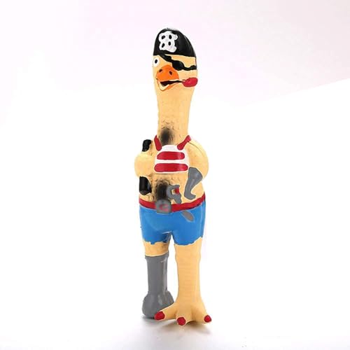 DAJOOEE jooee Screaming Rubber Chicken Dog Squeaky Toy 85 Inch Tall Latex Chew Molar Dog Toy Pirate - Image 1