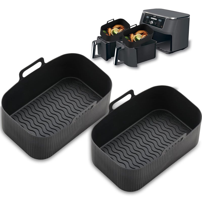 CNMTCCO Silicone Air Fryer Liners for Ninja Dual Air Fryer Air Fryer Silicone Liner for Ninja Air Fryer Accessories Airfryer Accessories Airfryer Liners for Ninja Dual Air Fryer Accessories 2Black