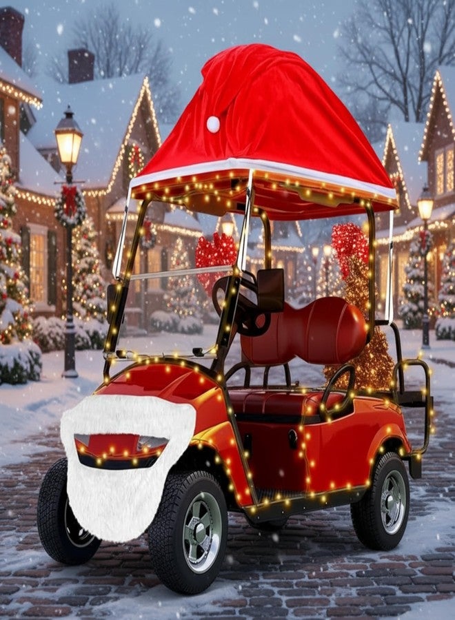 Datanly 18 ft Giant Christmas Decorations for Car Golf Cart Santa Hat for Car Velvet Santa Hat with Beard Car Accessories Santa Claus Decorations for Cars Christmas Car Decor Cover for Most Car - Image 5