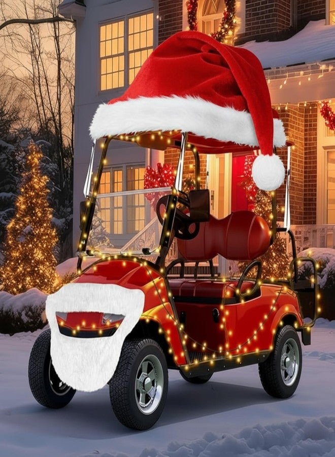 Datanly 18 ft Giant Christmas Decorations for Car Golf Cart Santa Hat for Car Velvet Santa Hat with Beard Car Accessories Santa Claus Decorations for Cars Christmas Car Decor Cover for Most Car - Image 1