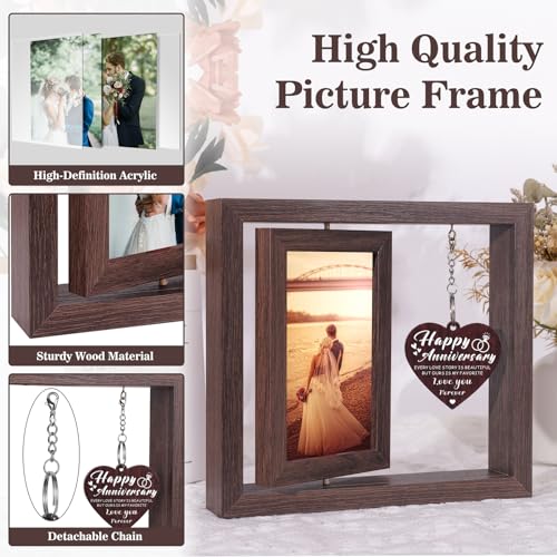 Boiveco Happy Anniversary Picture Frame Gifts for Men Women, Anniversary Wedding Gift for Her Him Boyfriend Girlfriend Wife Husband Couple, Display Two 4x6 Photos - Image 5