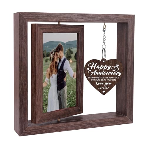 Boiveco Happy Anniversary Picture Frame Gifts for Men Women, Anniversary Wedding Gift for Her Him Boyfriend Girlfriend Wife Husband Couple, Display Two 4x6 Photos - Image 1