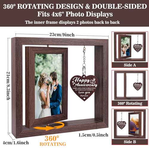 Boiveco Happy Anniversary Picture Frame Gifts for Men Women, Anniversary Wedding Gift for Her Him Boyfriend Girlfriend Wife Husband Couple, Display Two 4x6 Photos - Image 4