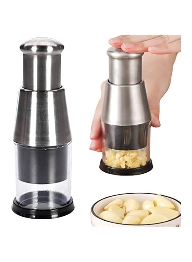 Pressed Garlic Chopper,Multi-functional Manual Garlic Press,Upgraded Stainless Steel 304 Garlic Masher,Manual Garlic Masher,Suitable For Mincing Garlic,Slicing Peppers And Onions,Easy To Operate - Image 1