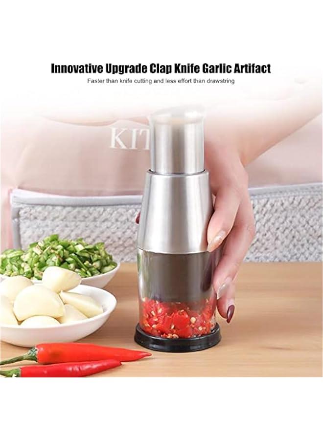 Pressed Garlic Chopper,Multi-functional Manual Garlic Press,Upgraded Stainless Steel 304 Garlic Masher,Manual Garlic Masher,Suitable For Mincing Garlic,Slicing Peppers And Onions,Easy To Operate - Image 2