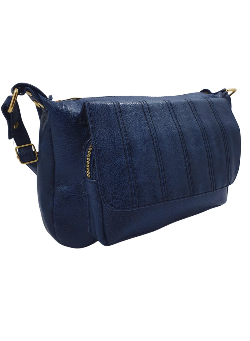 TO FASHION TO 3010 LEATHER WOMEN’S, SHOULDER BAG, CROSS BODY BAG WITH DETACHABLE STRAP, MODERN AND ELEGANT DESIGN, DIMENSIONS 20*27*13 CM BLUE A  - Image 1