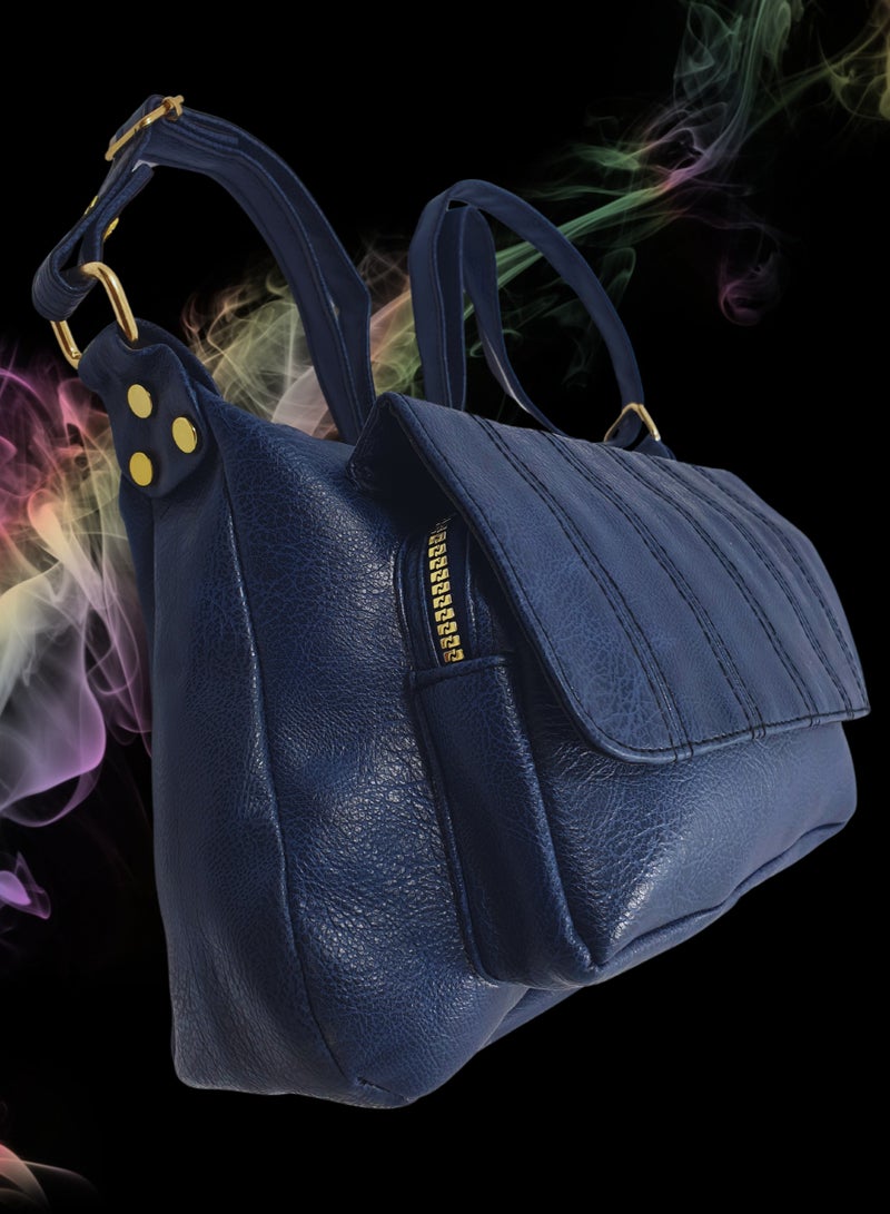 TO FASHION TO 3010 LEATHER WOMEN’S, SHOULDER BAG, CROSS BODY BAG WITH DETACHABLE STRAP, MODERN AND ELEGANT DESIGN, DIMENSIONS 20*27*13 CM BLUE A  - Image 4